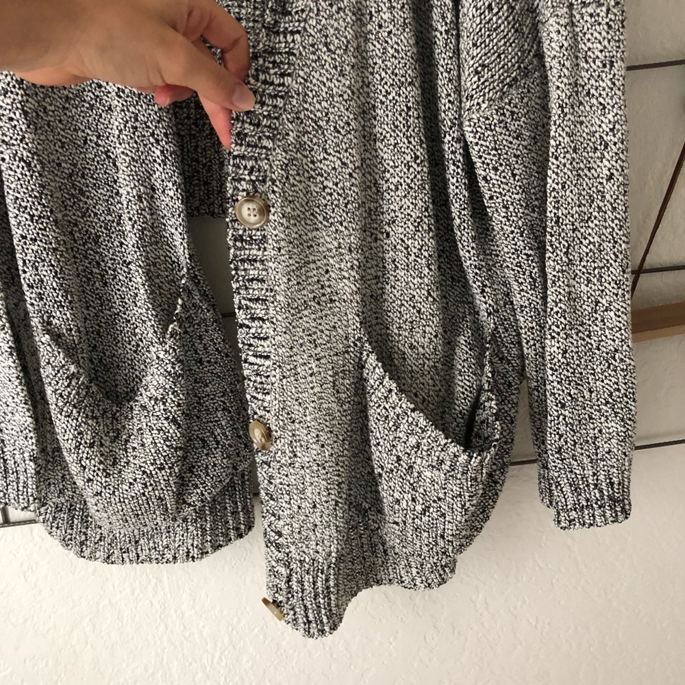 Black & White Knitted Cardigan Sweater